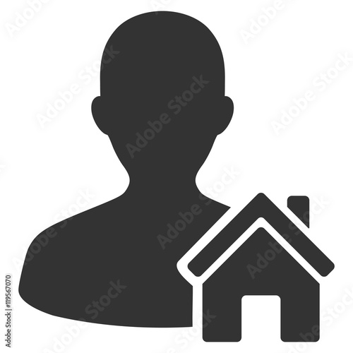 Home User icon. Vector style is flat iconic symbol, gray color, white background.