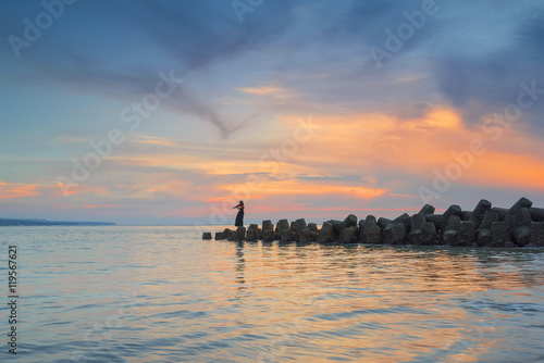 Wallpaper Mural Unidentified girl playing the piano at the beach during sunset at Bali, Indonesia Torontodigital.ca
