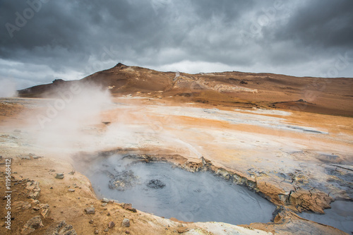 Mudpots in Hverir, Iceland.