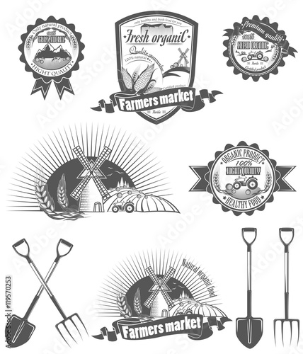 A set of logos,labels, stamps, badges for organic food. Vector i
