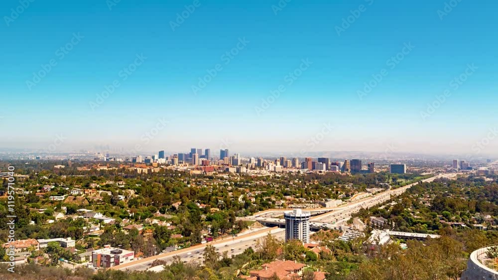 Time-lapse overlooking Brentwood, LA with a view of the 405 freeway and Century City Time-lapse overlooking Brentwood, LA with a view of the 405 freeway and Century City