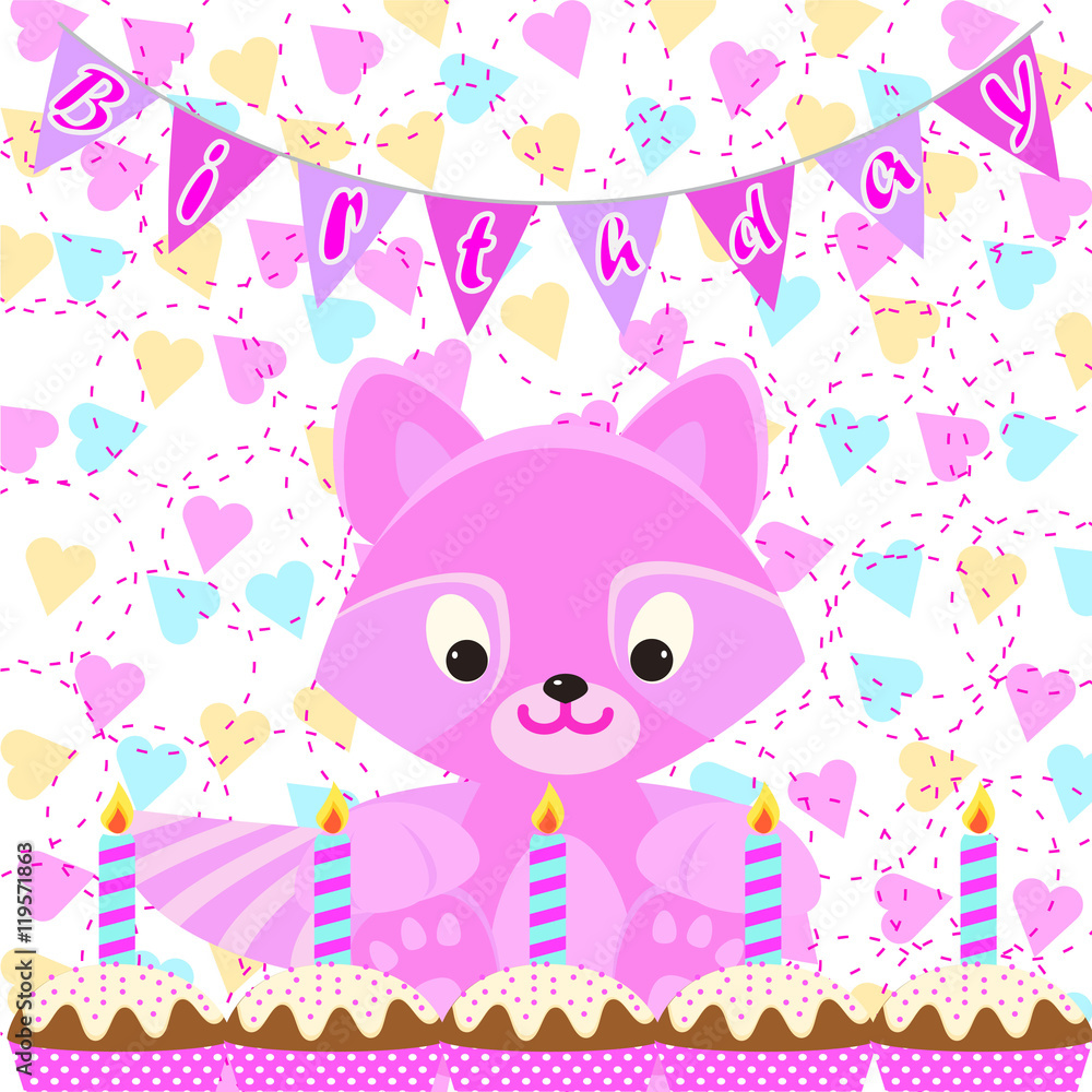 Birthday Raccoon Pattern Print Dress