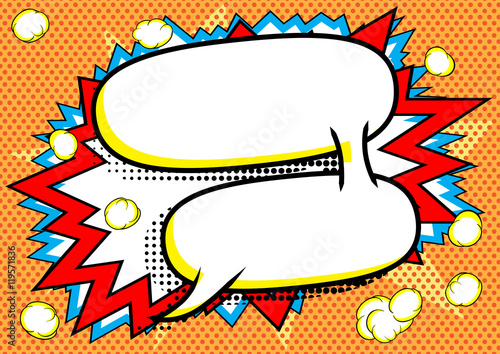 Comic book background with blank speech bubble.