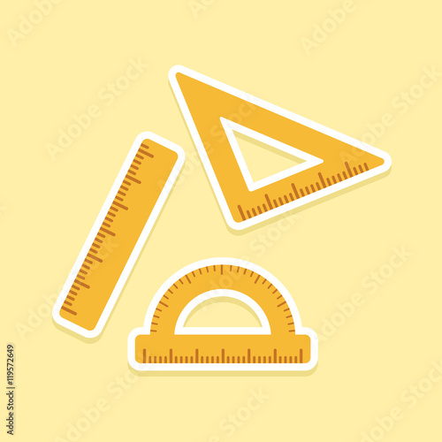 Ruler School Supplies Vector illustration. Triangle protractor straight Ruler.