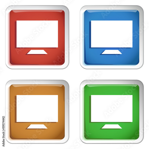 ikona kwadratowy plastikowy przycisk wektor