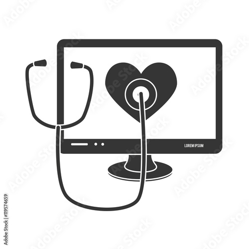 computer stethoscope cardio isolated vector illustration esp 10