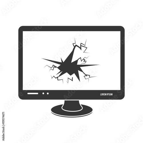 icon broken screen pc isolated vector illustration esp 10