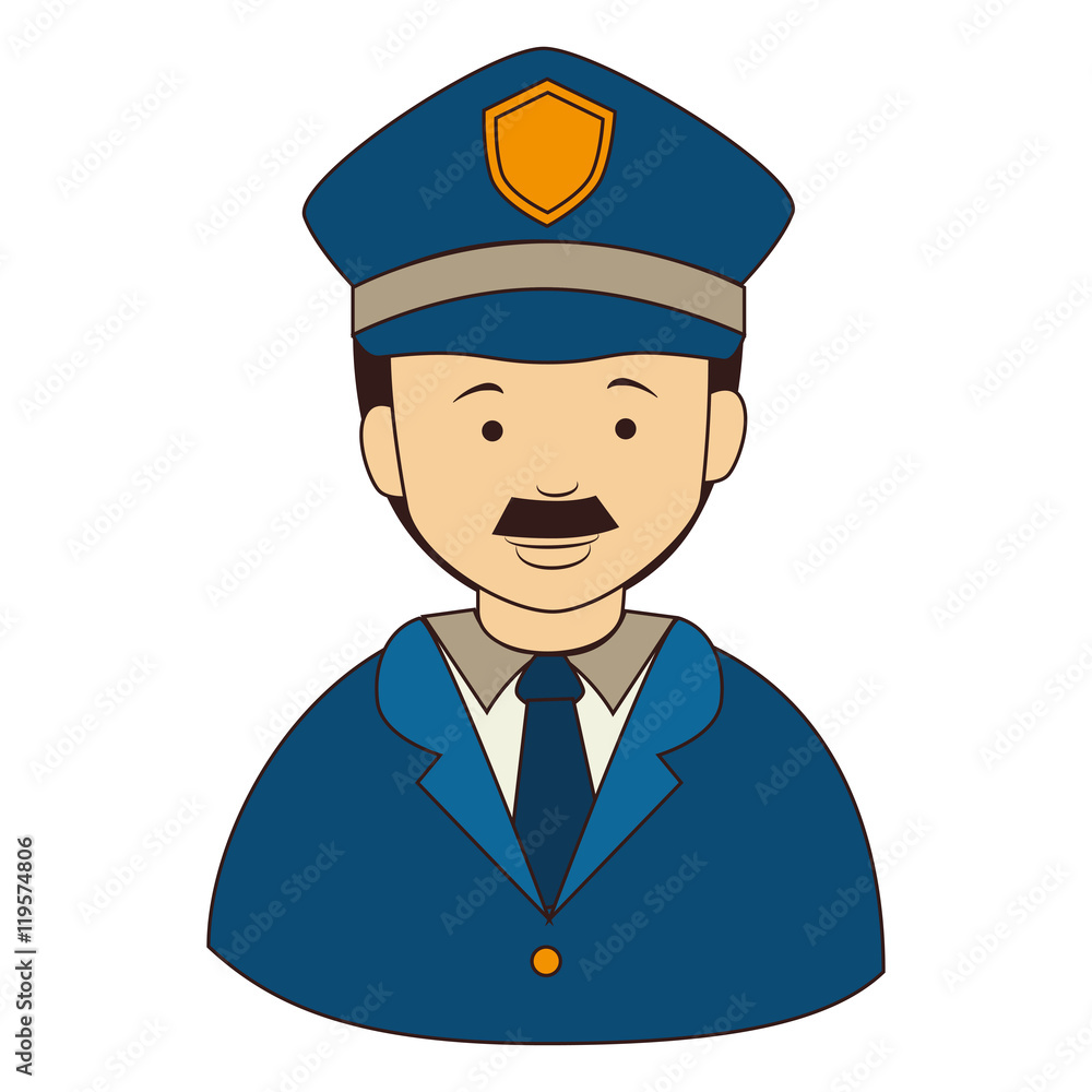 icon man policeman security isolated vector illustration eps 10