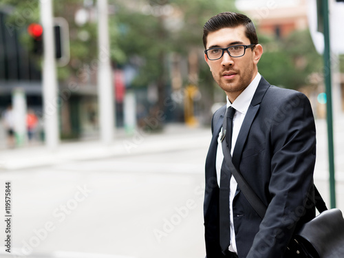 Portrait of handsome businessman outdoor © Sergey Nivens