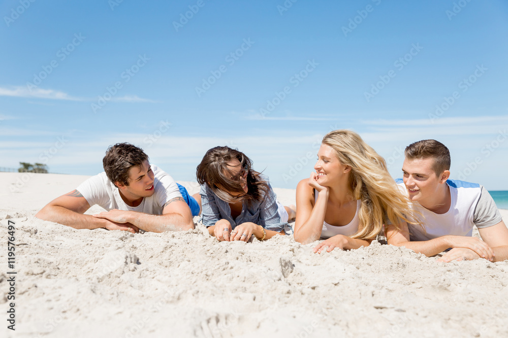 Company of young people on the beach Company of young people on the beach