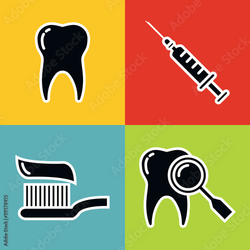 Dentistry medical black icons with white stroke