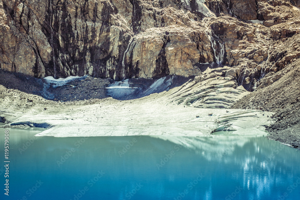 melting glacier,waterfalls and lake in Stubai Alps melting glacier,waterfalls and lake in Stubai Alps