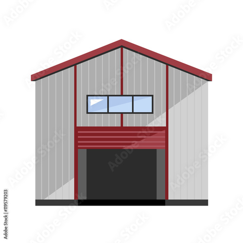 Warehouse exterior isolated on white background flat vector illustration