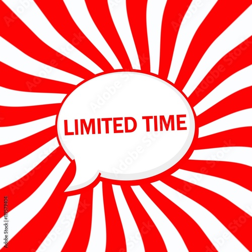 Limited time Speech bubbles wording on Striped sun red-white background