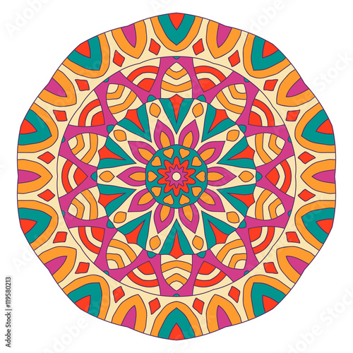 Eastern ethnic color mandala. Round pattern.
