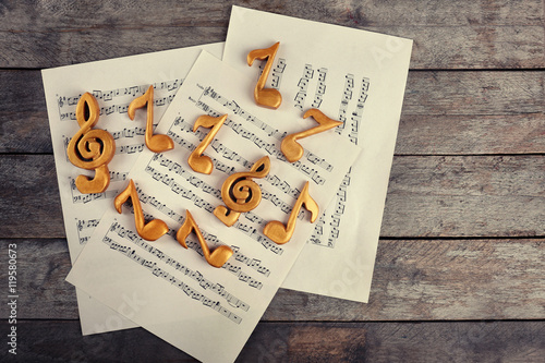 Music sheets with golden no...