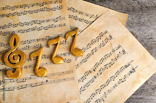 Music sheets with golden no...