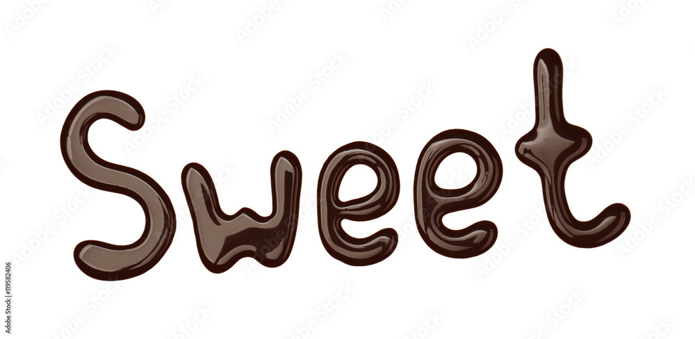 Word SWEET made of chocolate isolated on white Word SWEET made of chocolate isolated on white