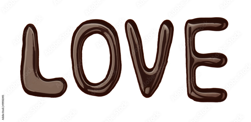 Word LOVE made of chocolate isolated on white Word LOVE made of chocolate isolated on white