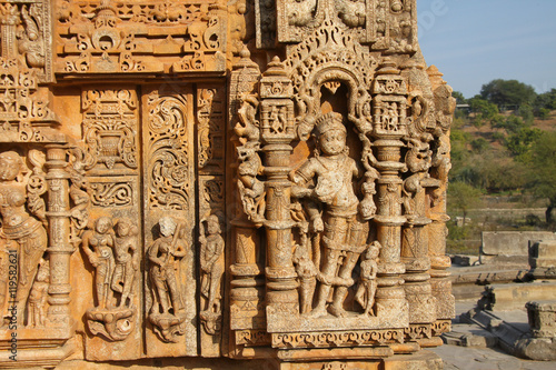 Bas Relief carvings Sas Bahu Temple (Nagda) in Gwalior city, Rajasthan, India