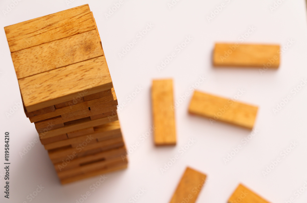 Block wood game, wooden blocks tower. 