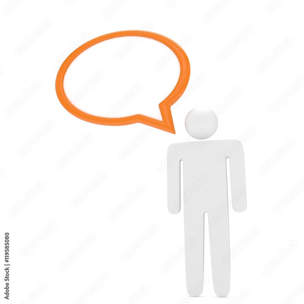 3d man with talk bubbles isolated over a white . 3d rendering. 3d man with talk bubbles isolated over a white . 3d rendering.