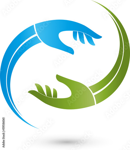Zwei Hände, Helfer, Team, Logo