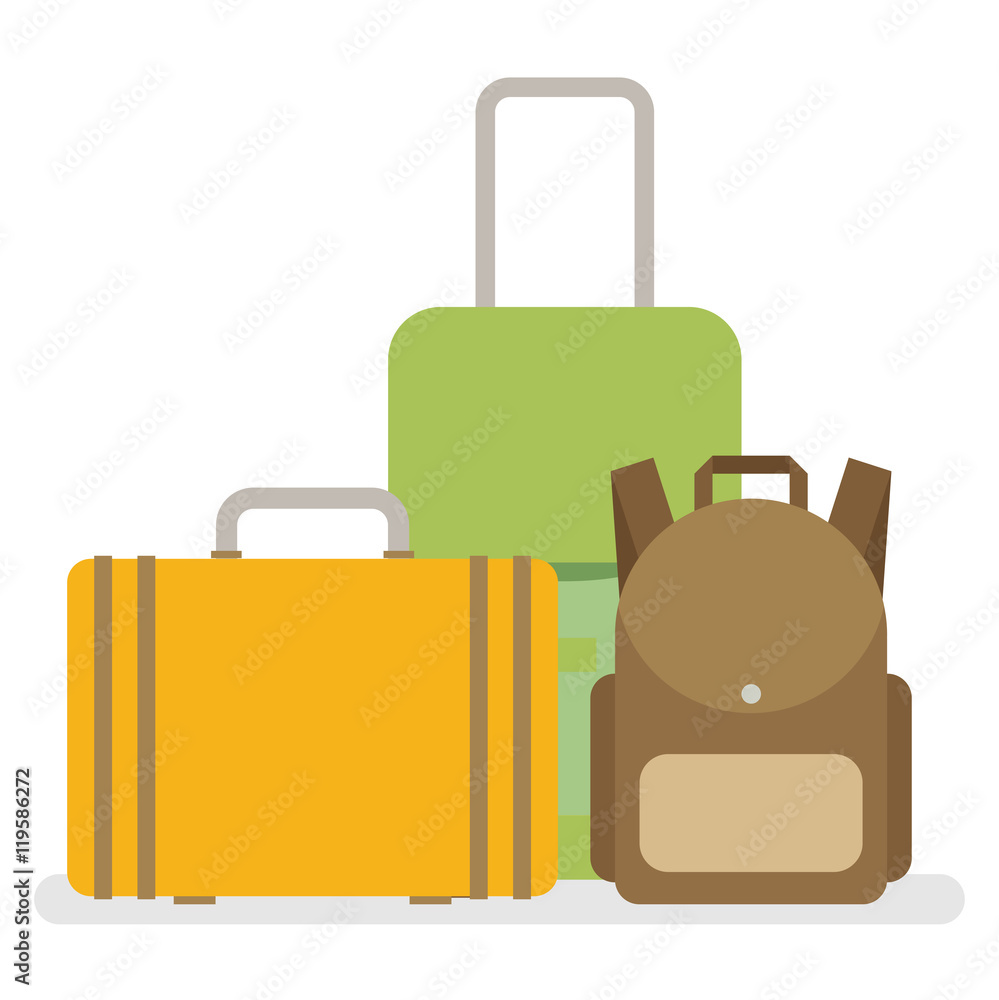 Fototapeta premium Baggage, luggage, suitcases. Flat style vector illustration.