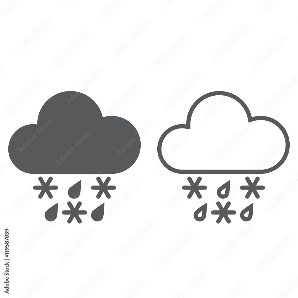 sleet weather line icon, outline and solid vector sign, linear and full pictogram isolated on white, logo illustration sleet weather line icon, outline and solid vector sign, linear and full pictogram isolated on white, logo illustration