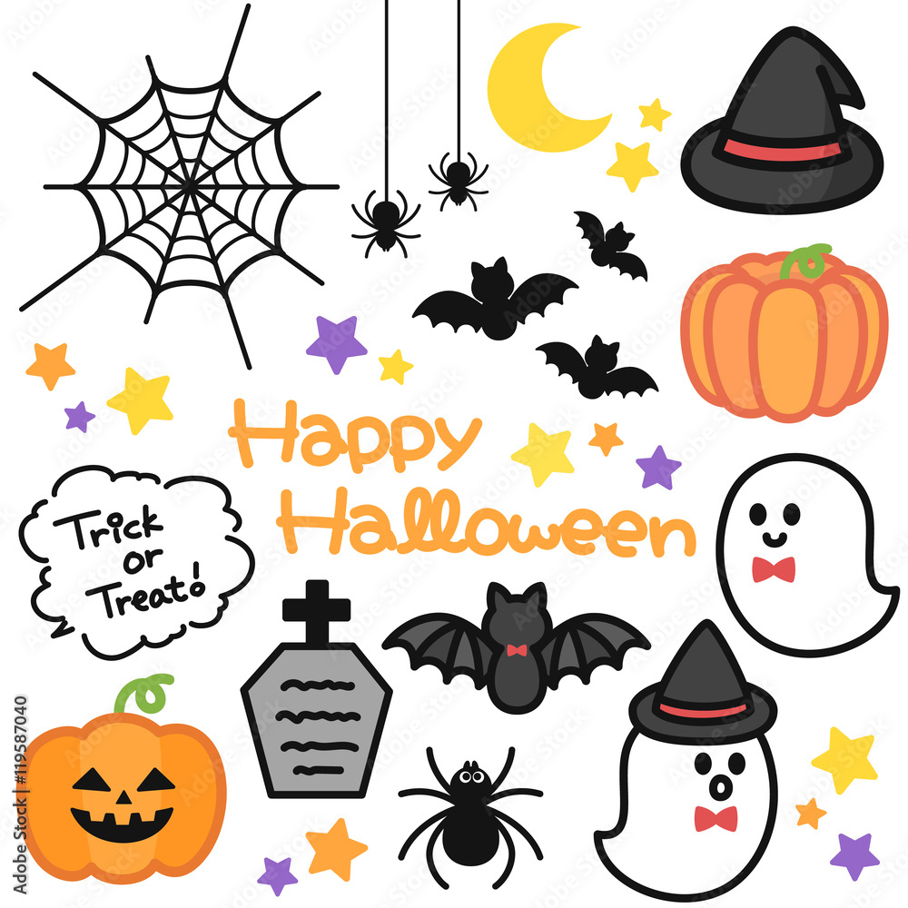 ポップなハロウィンイラスト ロゴのセット素材 白背景 ベクター Stock Vector Adobe Stock ポップなハロウィンイラスト ロゴのセット素材 白背景 ベクター Stock Vector Adobe Stock