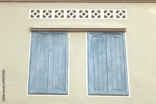 Old style of vintage white painted on wood window, soft focus.