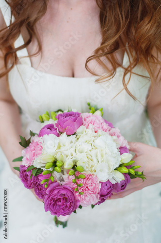 Bride with wedding bouquet