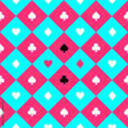 Card Suits Blue Sky Pink Wh...