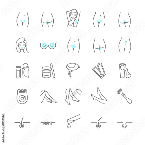 Epilation web icon vector set