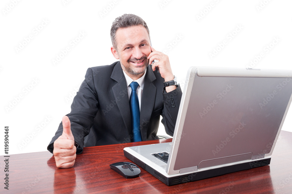 Executive manager showing thumb up Executive manager showing thumb up