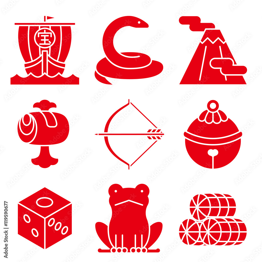 縁起物 ラッキーアイテム 日本 Stock ベクター Adobe Stock