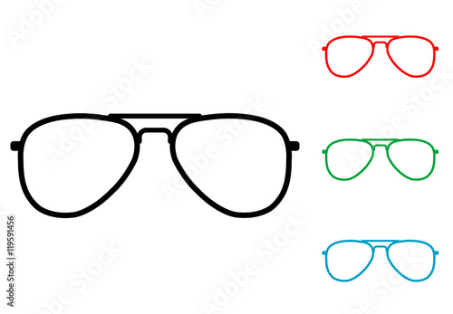 Icono plano gafas cristal ovalado varios colores.
