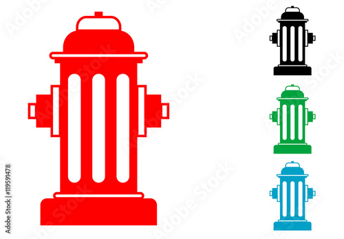 Icono plano hidrante varios colores