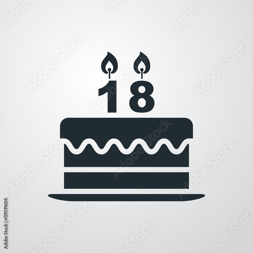 Icono plano tarta 18 cumpleaños sobre fondo degradado