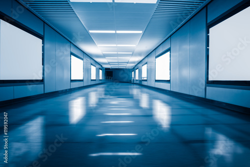 Fototapeta Naklejka Na Ścianę i Meble -  Illuminated Subway Station in blue tone