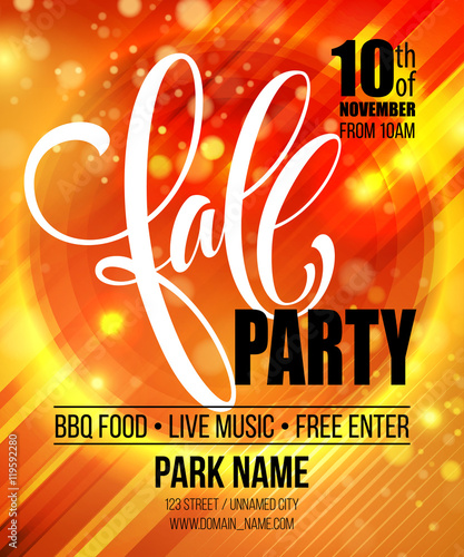 Fall Party. Template for Autumn poster, banner, flyer. Vector illustration. Vector illustration