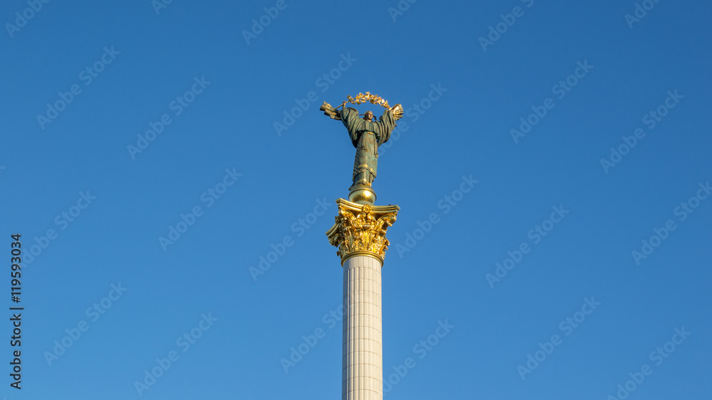 Ukraine. Kiev, Maidan. Independence Monument - a triumphal column devoted to the independence of Ukraine.