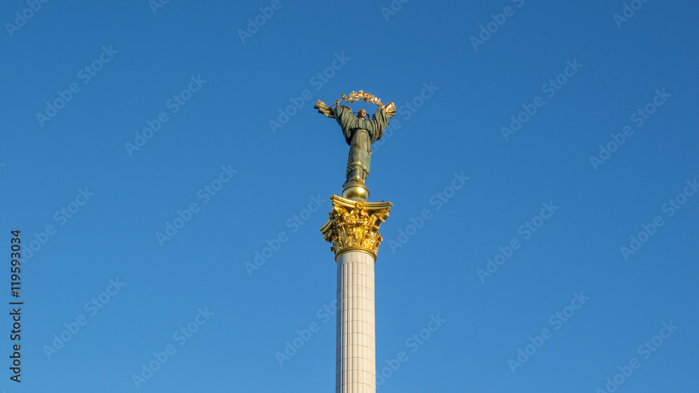 Ukraine. Kiev, Maidan. Independence Monument - a triumphal column devoted to the independence of Ukraine. Ukraine. Kiev, Maidan. Independence Monument - a triumphal column devoted to the independence of Ukraine.