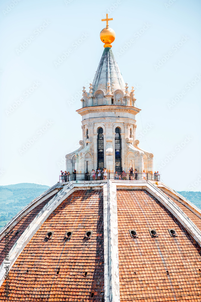 Close-up view on the dome of Santa Maria del Fiore church in Florence