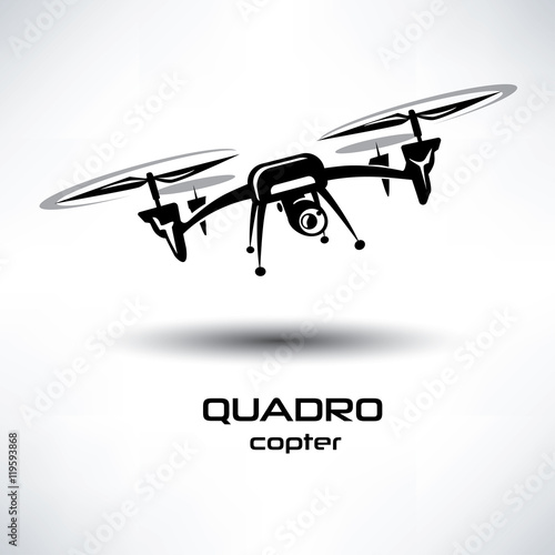 drone icon, quadrocopter stylized vector symbol