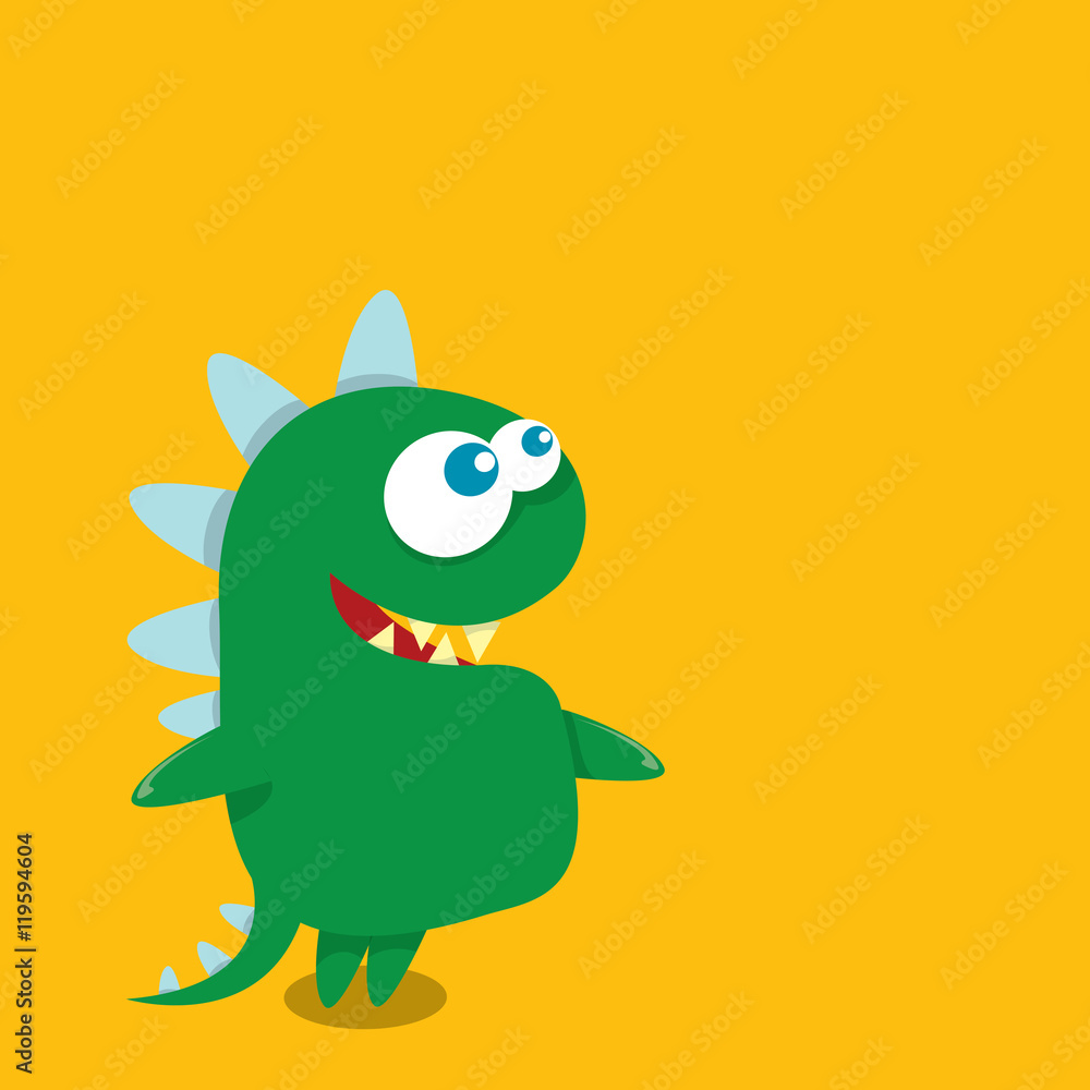 Fototapeta premium Vector cartoon funny dragon. Cartoon Dinosaur.