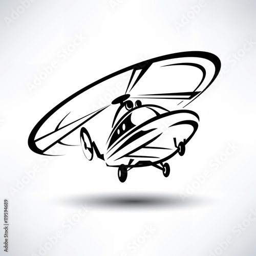 helicopter icon, stylized vector symbol