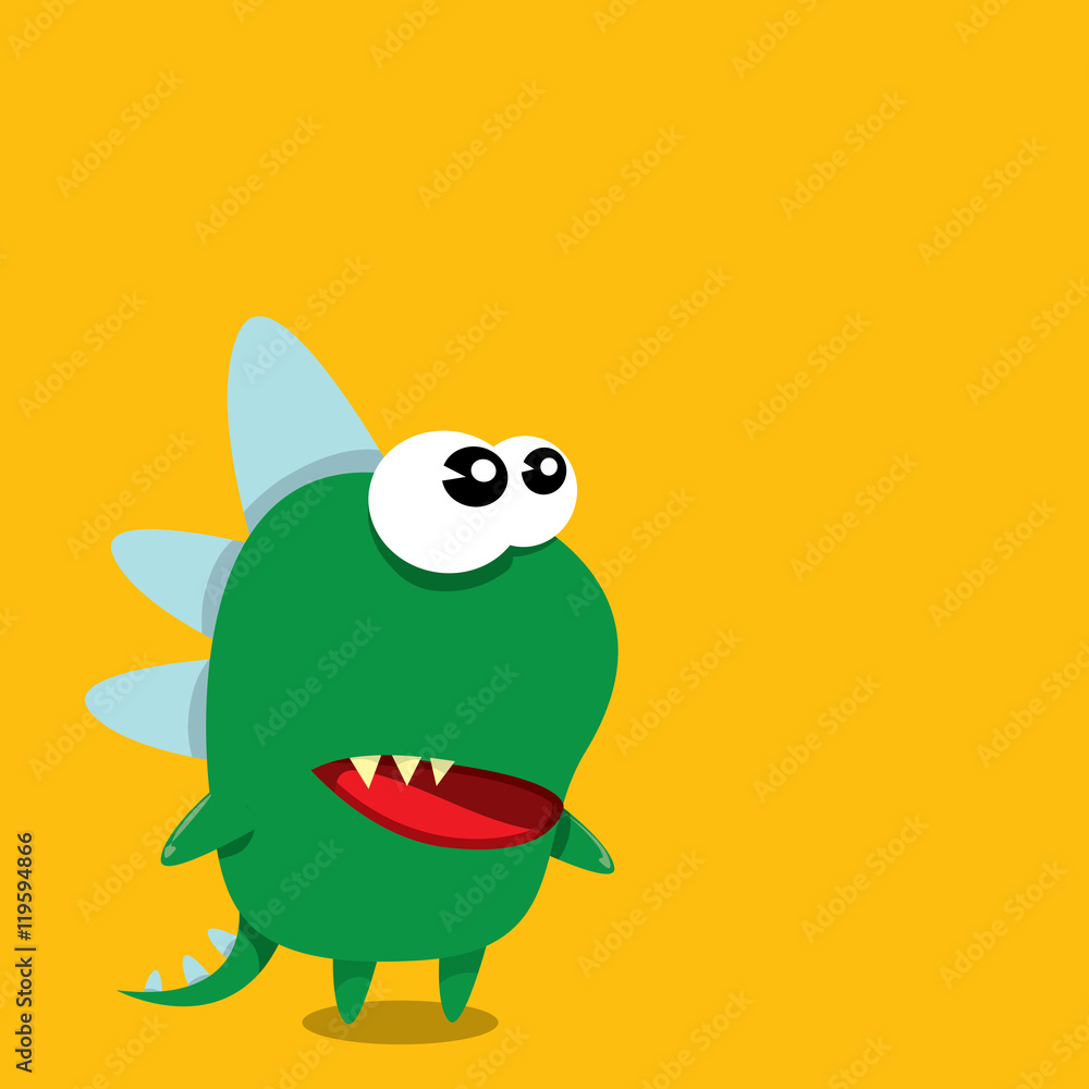 Obraz premium Vector cartoon funny dragon. Cartoon Dinosaur.