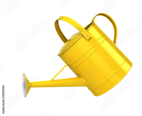 Photo Yellow watering can isolated on a white background. 3d illustrat