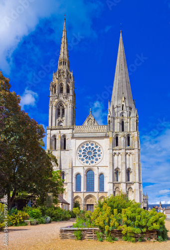 Obraz na płótnie Cathédrale Notre-Dame de Chartres, façade occidentale w salonie
